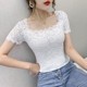 Hollow lace square neck sexy top