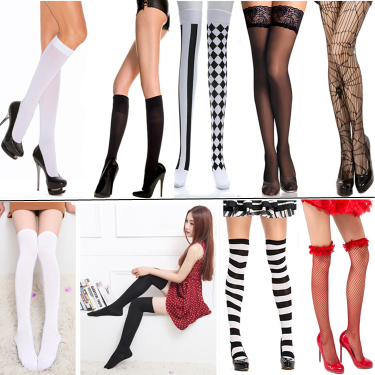 Alice Poker Diamond-Patterned Stockings Clown Striped Socks Black Stockings Halloween Spider Web Socks White Socks