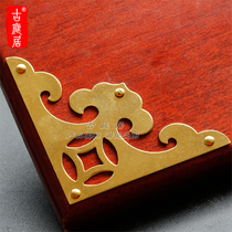 Chinese antique pure copper retro corner protector cabinet door decorative horns metal all copper horns camphor wooden box jewelry box corner