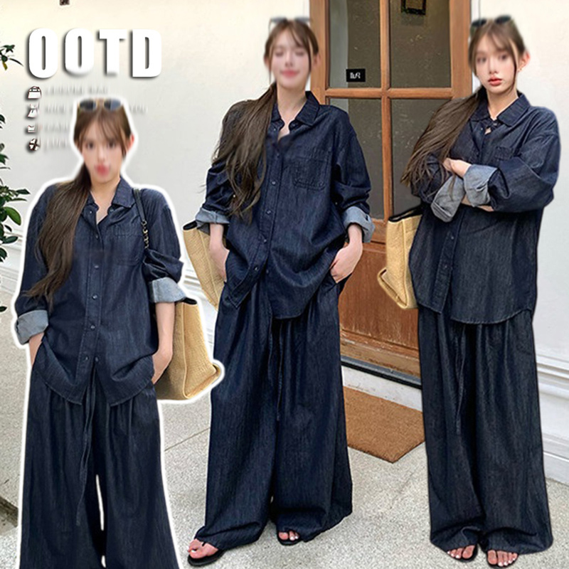 2026 Autumn and Winter New Style Comfortable Tencel Denim Maternity Casual Lyocell Denim Two-Piece Casual Suit Trendy