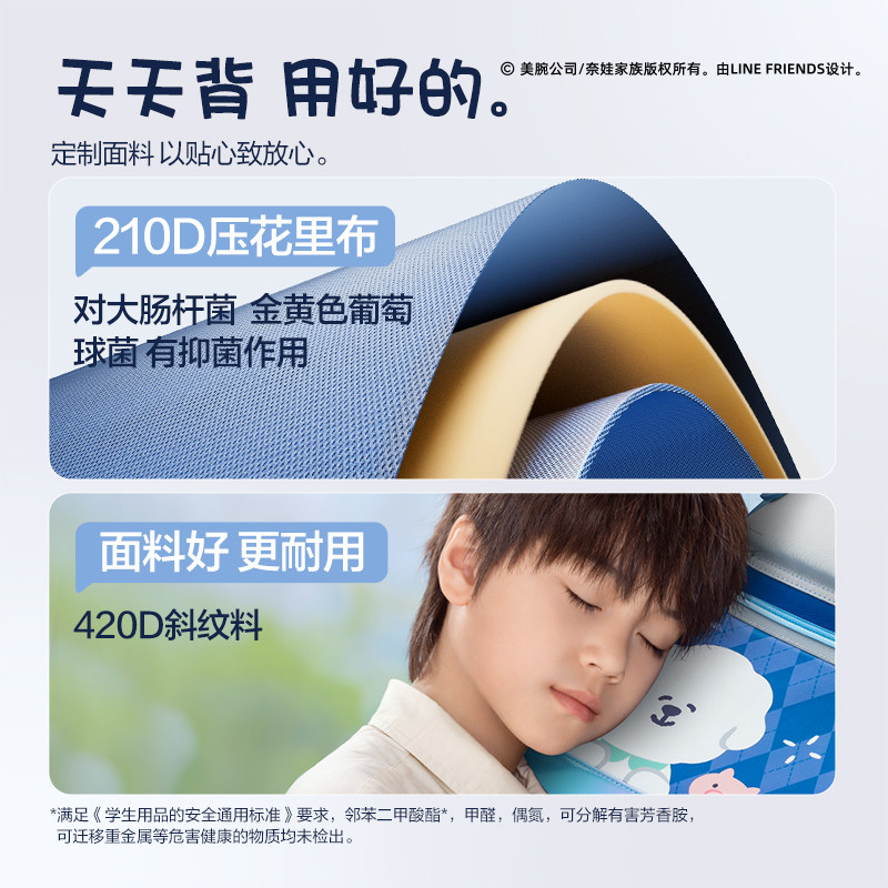 Chenguang Naiva family co-branded small square bag 1, 2, 3, 4, 5 and 6 grade primary school students' schoolbags, light shoulders, boys and girls, large capacity, cute cartoon children's burden-reducing spine protection backpack 2025 new style