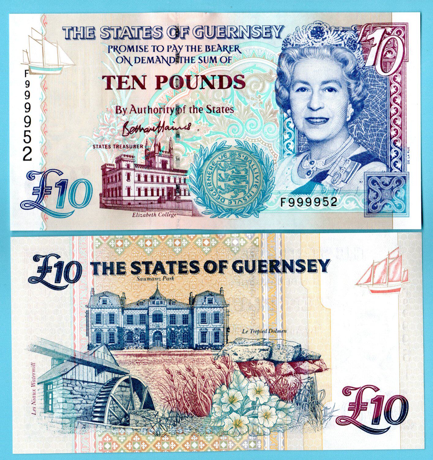 Guernsey (Gensey) 2015 10 pound F crown Last 100 P-57d