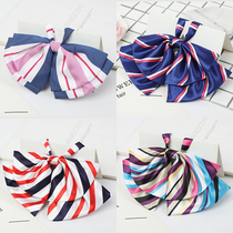 Bank stewardess hotel work dress work professional wear shirt striped big bow tie tie tie female scarf
