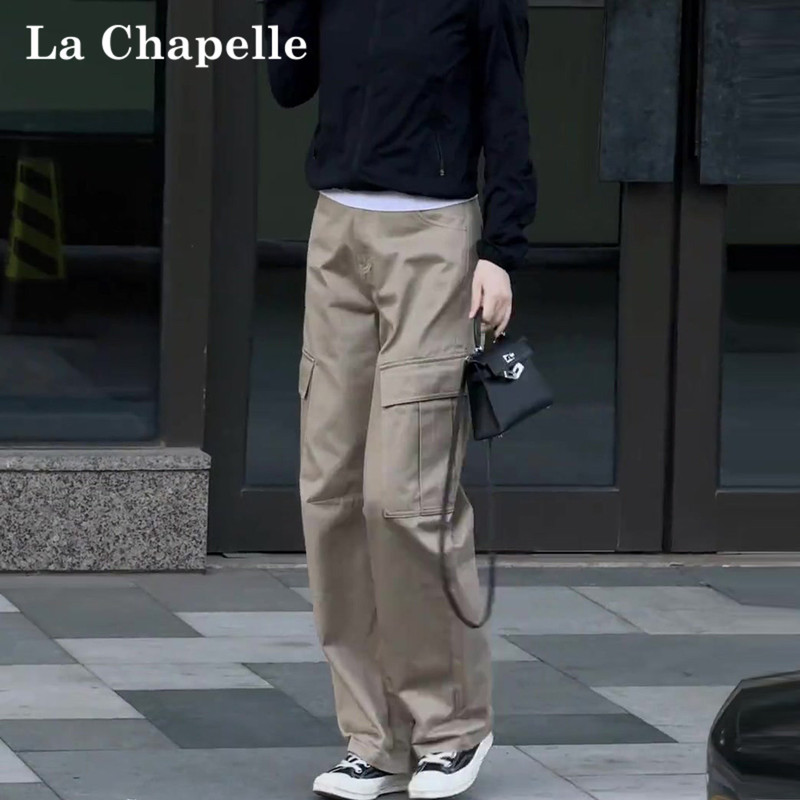 Khaki Workwear-Style Wide-Leg Pants for Women, Petite Size, 2026 Spring New American High-Waisted Slimming Straight-Leg Pants