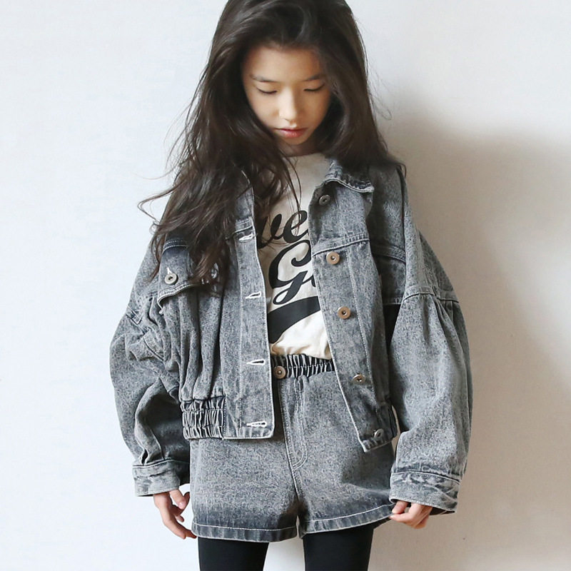 Girl foreign pie Tide Jeans Jacket 2019 Autumn Dress New CUHK Tong Children Loose European and American Trendy Jeans