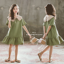 2020 Summer Paragraph Girl Loose Doll Collar Dress Children CUHK Child Butterfly Knot Lotus Leaf Side Seater Princess Dress