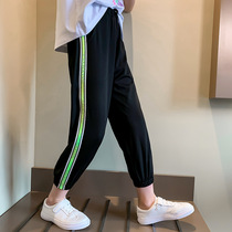 2020 Summer New CUHK Children Casual Thin Section Ice Silk 90% Pants Girl Foreign Air Sports Casual Pants Tide