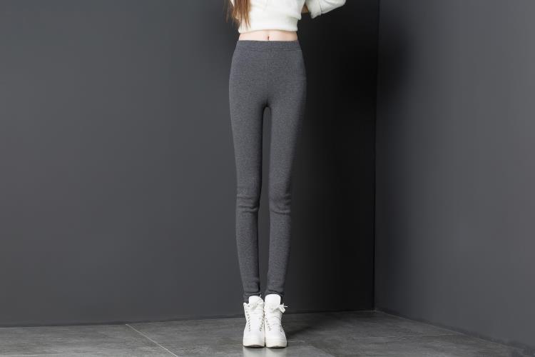 Chất liệu cotton cộng với chất liệu nhung dày bên ngoài mặc quần legging dài lưng cao quần ấm áp cao co giãn cỡ lớn chân dài thời trang công sở nữ