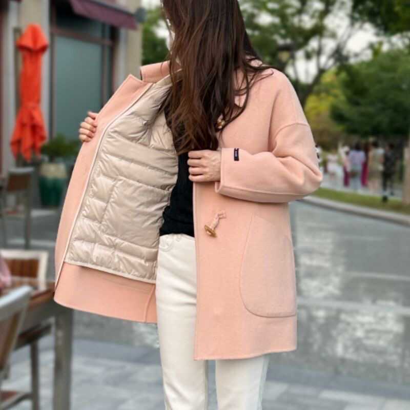 2025 Autumn Out-Of-Season Detachable down Liner White Duck down Double-Sided Woolen Coat Petite Women's Woolen Overcoat