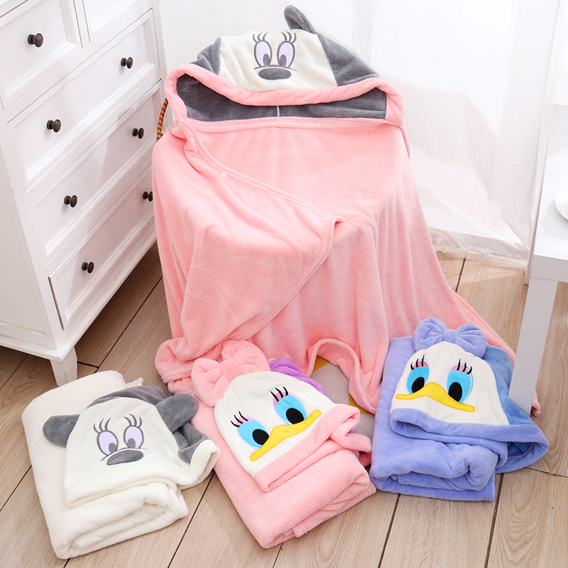 Children's bath towels Coral Fleece Wearing Cap Air Conditioning Cover Blanket Home Absorbent Baby Bath Quick Dry Soft Cloister