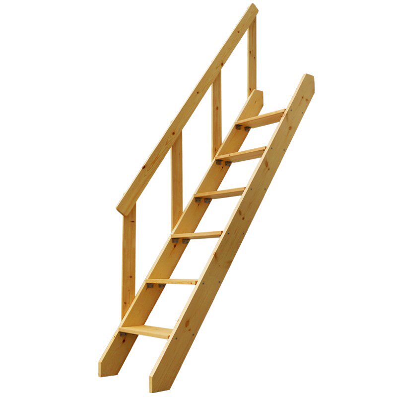 Household solid wooden stairs attic wooden ladder camphor pine escalator widening and thickness of straight stairs