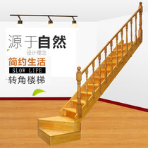 Overall Corner Staircase Home Solid Wood Ladder Roman Pillar Armrest Straight Ladder Retro Loft Stairs Factory Direct