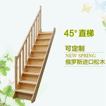 Manufacturer direct sale to make solid wood stairway loft escalator home corner wood ladders straight ladder loft duplex simple stairs