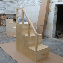 Home Storage Ladder Cabinet Loft Stairs Solid Wood Den High Ladder Containing drawers cupboard with armrests bungled up and down