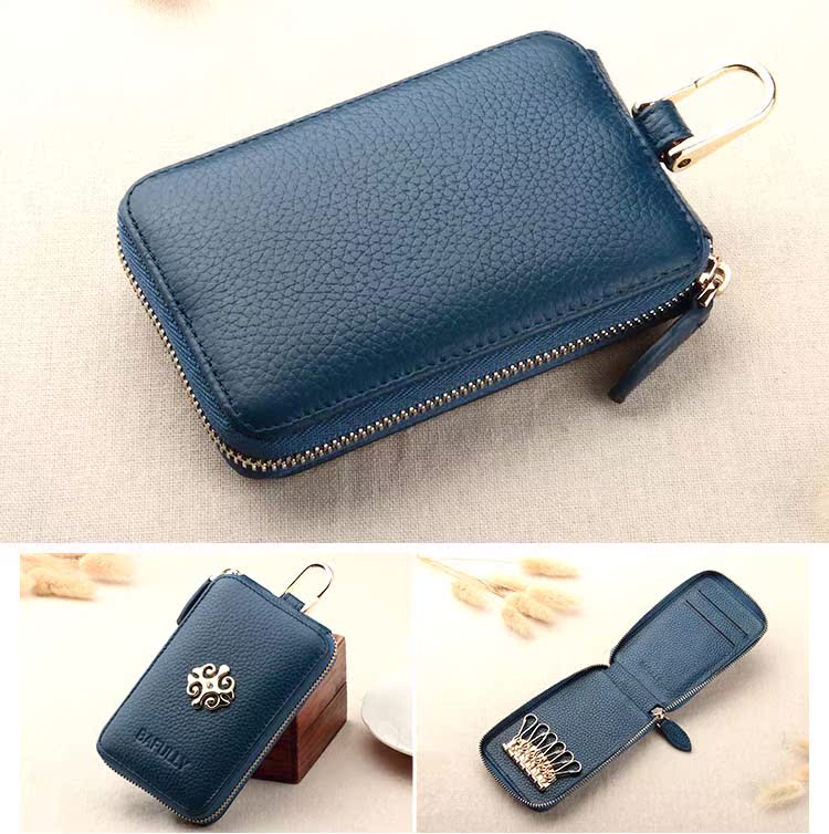 Ba Fu Li home key bag nữ lớp đầu tiên bằng da bò đa năng đa năng shop ví móc khóa