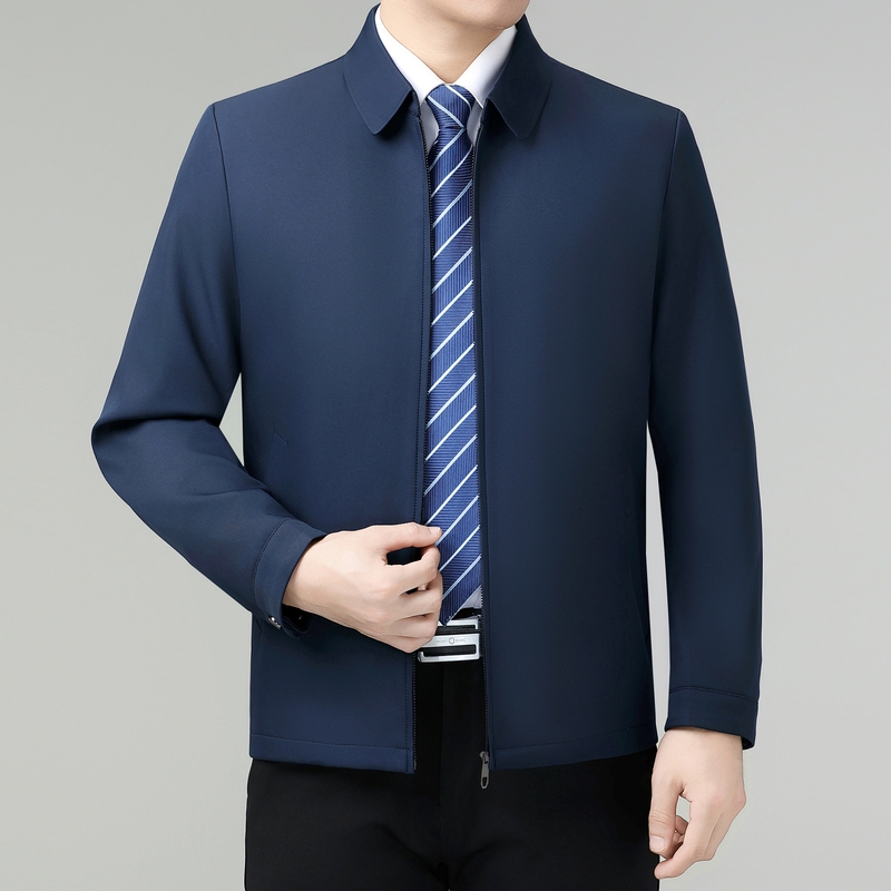 2026 New Spring and Autumn Pierre Cardin Jacket for Men, Middle-Aged and Elderly, Mulberry Silk, Wrinkle-Resistant, High-End Casual Coat