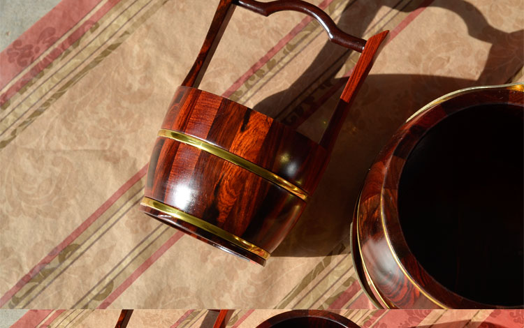 Fujia Mahogany seed barrel super king size wedding celebration gift three-piece set of old mahogany red acid branches