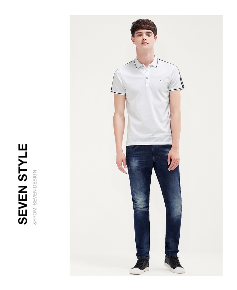 Thương hiệu áo thun nam cotton ngắn tay thương hiệu kinh doanh ve áo giản dị ngắn t trẻ trung và trung niên 2019 sản phẩm mới hè - Polo áo nam