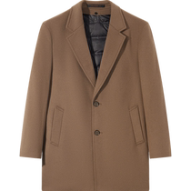 (Two wears in one) Qi brand flat lapel woolen coat for men removable goose down lining mid-length warm coat