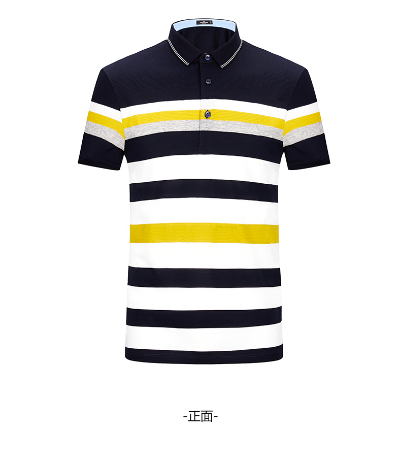 柒 thương hiệu ngắn tay t-shirt nam của mercerized cotton polo shirt kinh doanh thời trang giản dị sọc thanh niên Slim sản phẩm mới