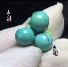 DIY аксессуары 天然原矿绿松石高瓷高蓝苹果珠散珠圆珠文玩手串手链diy配饰圆珠