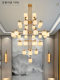 New Chinese-Style Villa with a Large Chandelier in the Open Living Room, Modern Chinese Style 6m Loft Duplex Apartment Hotel Restaurant Light