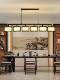 New Chinese-Style Living Room Chandelier with Iron Art Square Lampshade, Dining Room Lamp, Elegant Modern Minimalist Chinese-Style Tea Room Designer Model