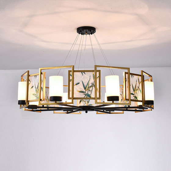 Chinese-Style Enamel-Painted Atmospheric Living Room Chandelier, New Chinese-Style Zen Study Room, Modern Chinese-Style Dining Room Bedroom Chandelier