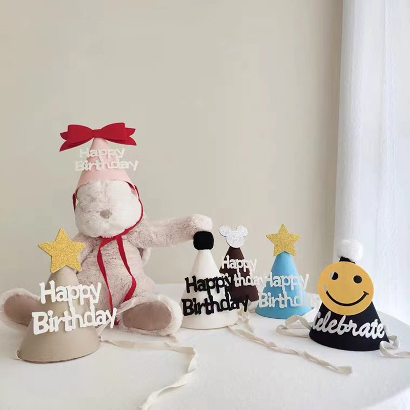 Ins Hàn Quốc lưới sinh nhật màu đỏ nơ nụ cười mũ bánh dễ thương em bé một tuổi công chúa ảnh - 1 mỗi trong số sáu phong cách