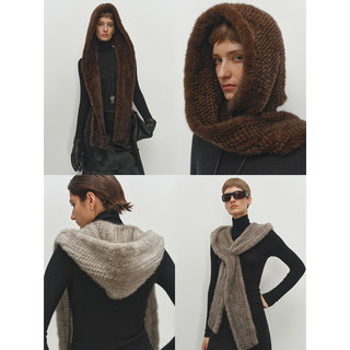 Msbeast Elegant and High-Quality Clothing Imported Vtg Original Color Mink Double-Sided Woven Multi-Wear Style Hooded Scarf