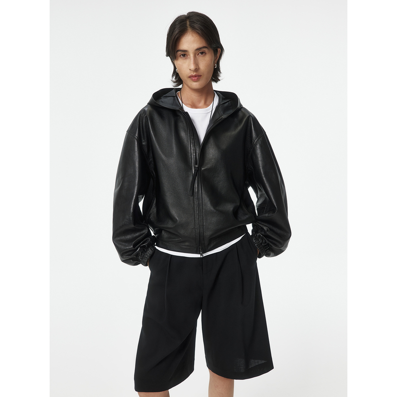 Msbeast/Pho*P Imported Lambskin Hooded Jacket, Cool and Stylish Genuine Leather Jacket |   Slow-To-Warm-Up Girl