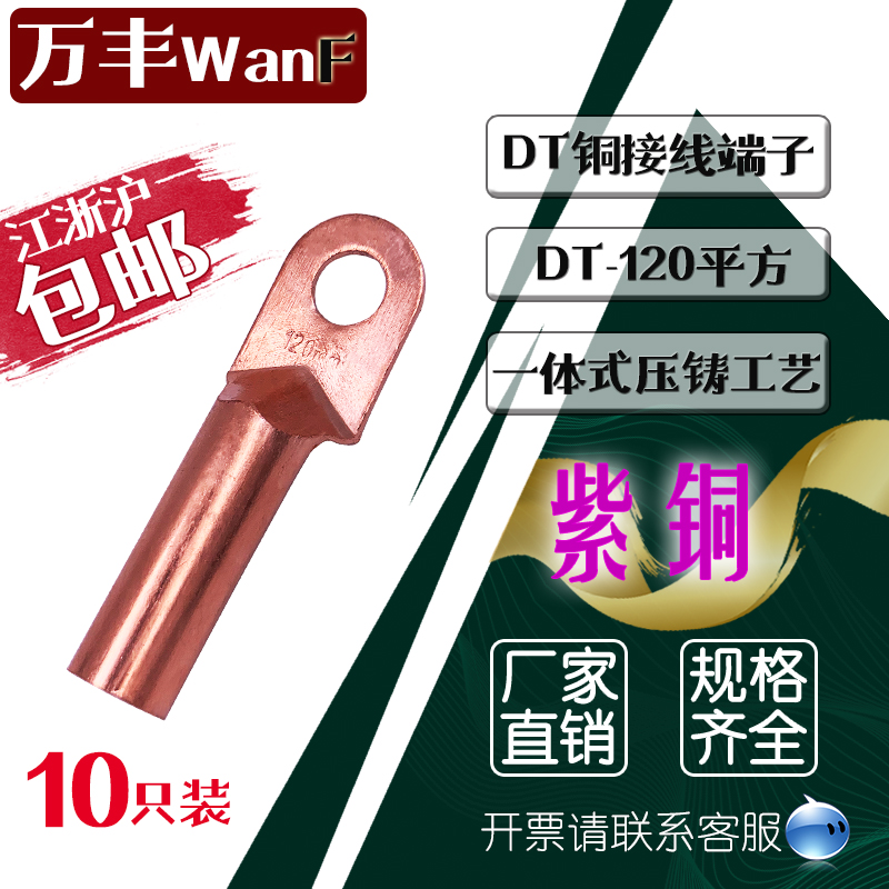 ten thousand Feng hardware DT-120 squared copper wiring terminal wiring cable connector quick end head terminal plug oil wire ear red copper