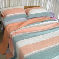 Khăn trải giường bằng sợi được giặt bằng vải bông ba mảnh quilting đôi mùa hè mát mẻ chăn bông quilted sọc Bắc Âu drap trải giường