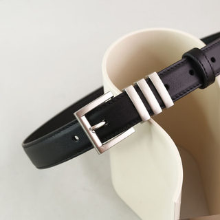 Design-Conscious Niche Women's Belt, Genuine Leather, Versatile Black Silver Buckle, Suitable for Jeans, High-End First-Layer Cowhide