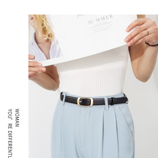 Soft Top-Grain Leather Women's Belt 2025 New Casual Simple Versatile Belt Classic Genuine Leather Belt 3cm