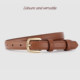 Elegant and Noble Brown Simple Korean Style Women's Belt, Genuine Leather Versatile First Layer Cowhide Thin Belt for Jeans