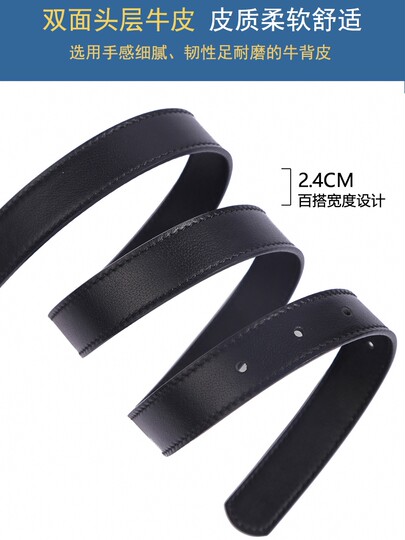 Chic Belt for Women, Genuine Leather, Black, Silver Buckle, High-End Feel, Cowhide Belt for Jeans, Women's Belt, 2025 New Model