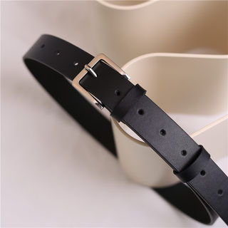 Women's Genuine Leather Belt, Top Layer Cowhide, Trendy Black Versatile Women's Belt, Vintage Internet Celebrity Hot-Selling Wide Belt