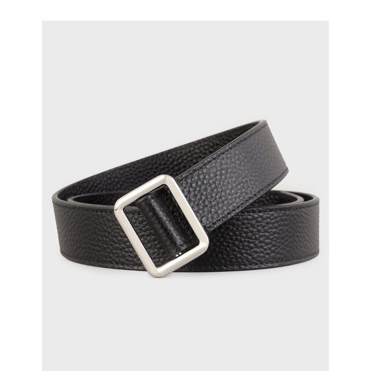 French Row Minimalist Stylish Square Buckle Belt Casual Versatile Matching with Skirts Leather Belt First Layer Cowhide Pebbled & Fine Grain