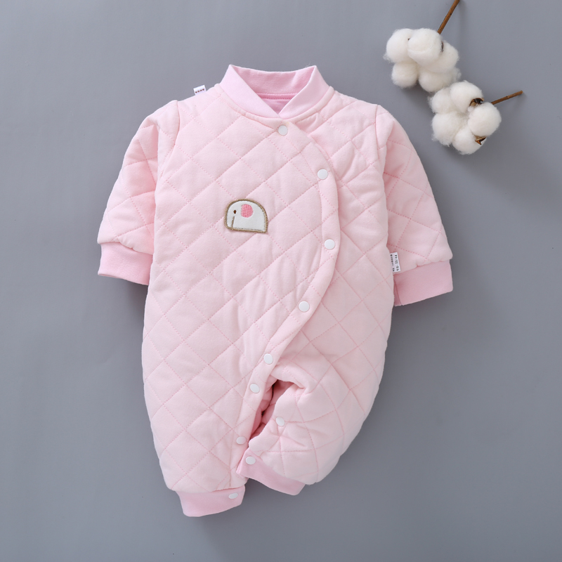 Đàn ông và phụ nữ babyiesies mùa đông ấm áp quần áo cotton sơ sinh quần áo bé áo mỏng mùa thu và mùa đông mặc đồ ngủ body dài tay cho bé gái