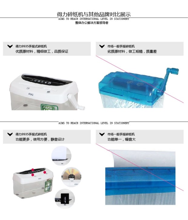 Máy hủy tài liệu cầm tay hiệu quả 9935 hoạt động bằng tay 3 màu có thể bị hỏng giấy kẹp thẻ tín dụng CD đinh tán - Máy hủy tài liệu