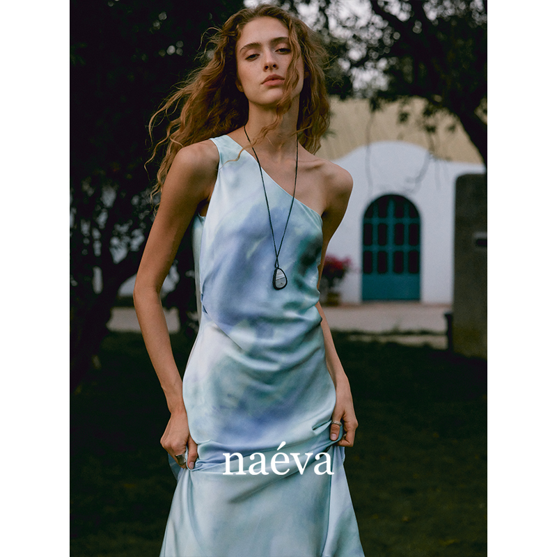 Naéva Naéva One-Shoulder Pleated Silk Satin Dress with a Seaside Resort Style and a Sexy Vibe