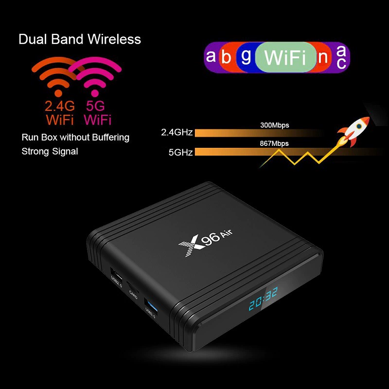 X96 mạng không khí TV box Trình phát Android TV BOX S905X3 4G / 64G WiFi Bluetooth - TV