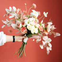 Wind reciting Nordic emulated floral bouquet Wedding Ceremony with props hand holding floral home Decorative Pint Soft Dress Floral Flower Art