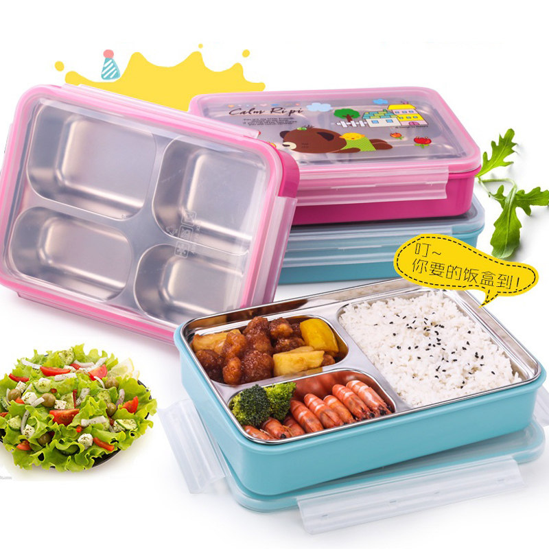 304 stainless steel lunch box division plate children's elementary school students special lunch box to work insulation seal lunch box