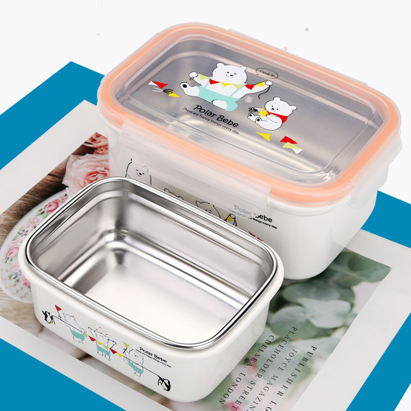 South Korea 304 stainless steel children's lunch box primary school students' lunch box cartoon cute fruit box sealed fresh-keeping box