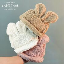 Autumn and winter baby cap Korean version of cashmere warm hat men and women children cute rabbit ear soft eaves baseball cap