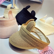 Baby empty top hat summer straw hat Sun Hat sun hat handmade ear hat for men and women children empty top anti-cap cap