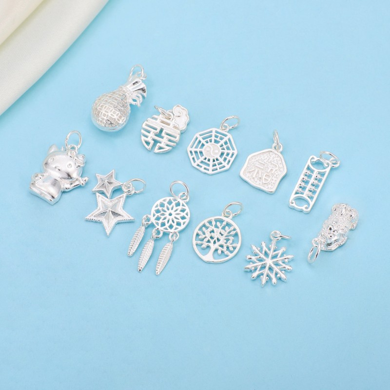 S999 sterling silver necklace all kinds of pendants female heart-shaped foot silver pendant single pendant simple silver jewelry without chain single pendant