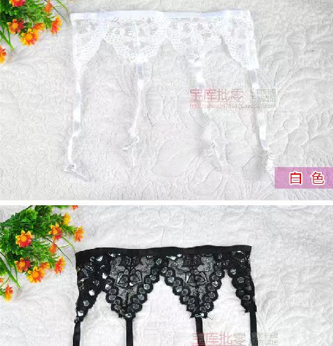Vớ cao với gợi cảm ~ ren trong suốt có thể điều chỉnh kích thước tam giác garter 6 màu thành quần tất dây nịt